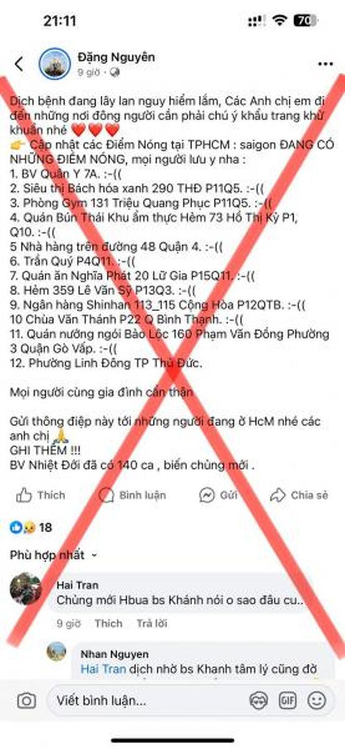 Thông tin sai sự thật, nhiễu loạn gây hoang mang về COVID-19 lan truyền trên mạng xã hội thời gian gần đây.