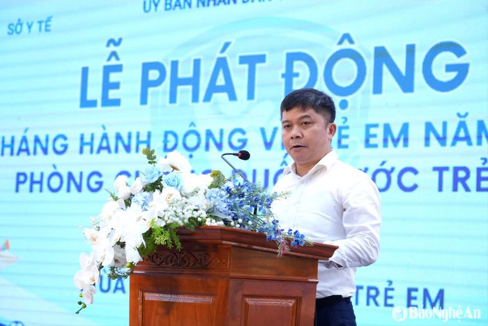 Phó Giám đốc Sở Y tế Nguyễn Văn Nam phát biểu tại lễ phát động. Ảnh: Mỹ Hà