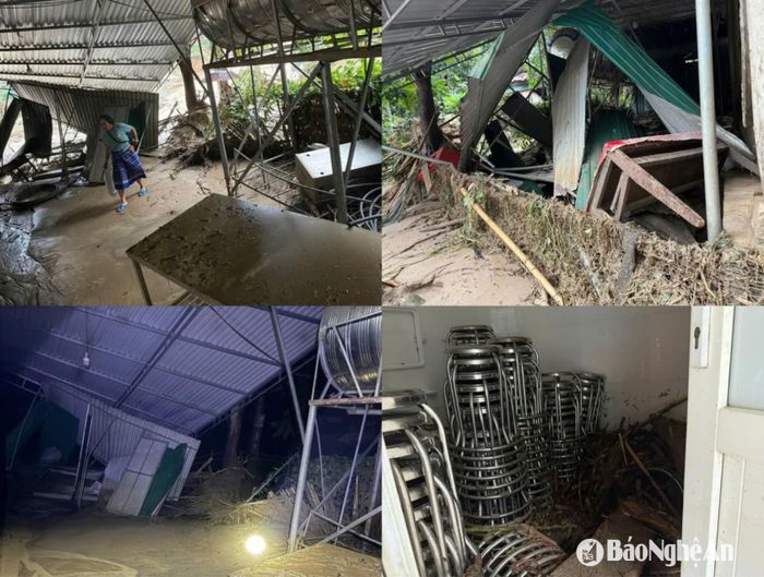 Thiệt hại tại điểm trường PTBT tiểu học Hữu Khuông. Ảnh: PV