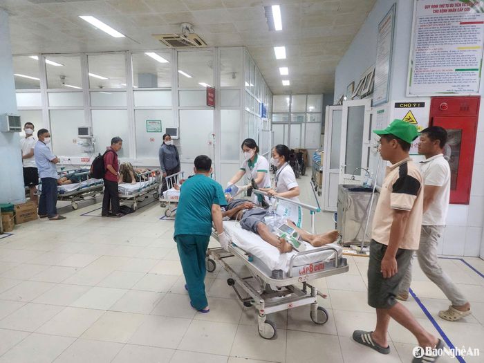 Khoa Cấp cứu Bệnh viện Hữu nghị Đa khoa Nghệ An mỗi ngày tiếp nhận khoảng 250 bệnh nhân. Ảnh: Thành Chung
