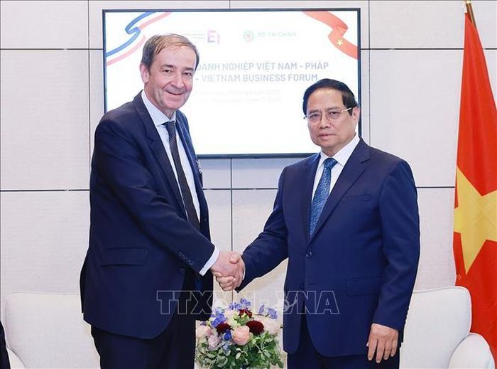 Thủ tướng Phạm Minh Chính tiếp đại diện Tập đoàn EDF. Ảnh: Dương Giang/TTXVN