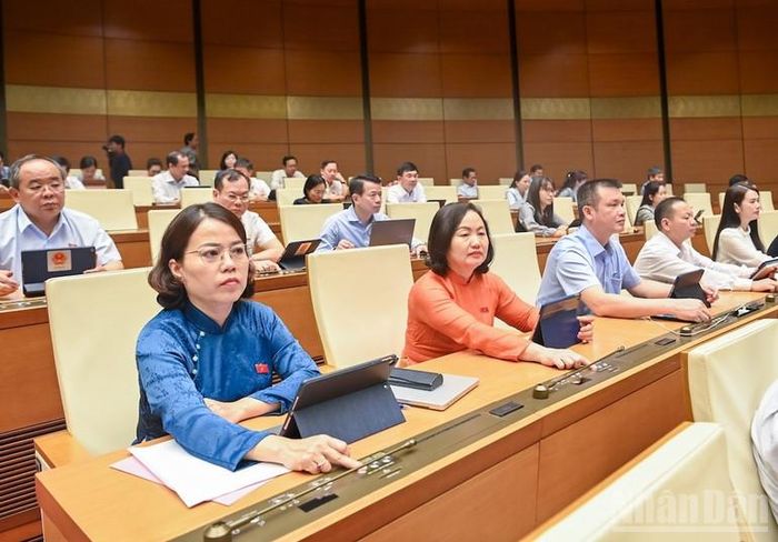  Đại biểu Quốc hội bấm nút thông qua Luật Nhà giáo. (Ảnh: DUY LINH) 