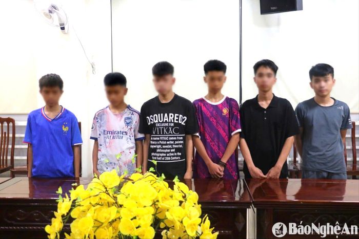 Nhóm 6 đối tượng trộm cắp tài sản bị Phòng Cảnh sát hình sự Công an Nghệ An triệu tập bắt giữ. Ảnh tư liệu: Văn Hậu