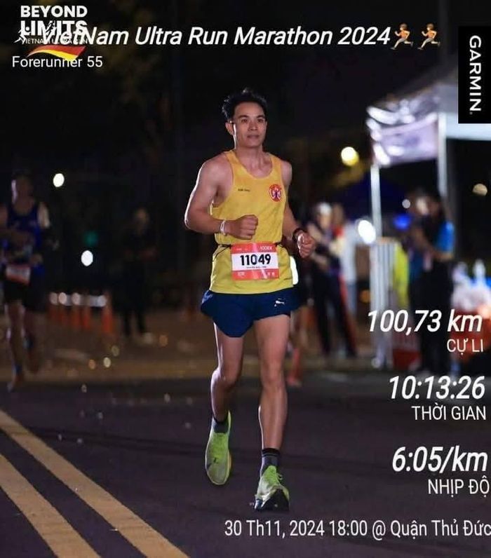 Đàm Thoại ở cuộc thi Ultra Marathon TPHCM 2024. Ảnh FBNV
