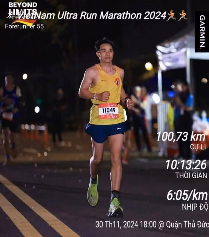 Đàm Thoại ở cuộc thi Ultra Marathon TPHCM 2024. Ảnh FBNV