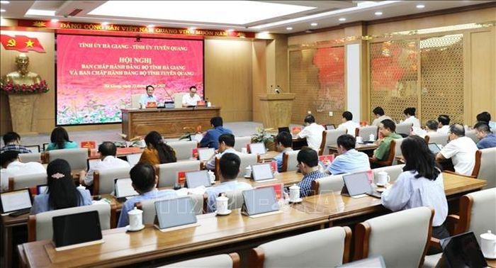 Toàn cảnh Hội nghị đầu cầu tỉnh Hà Giang - Ảnh: TTXVN