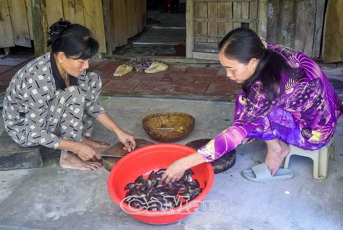 Các chị em nội trợ tranh thủ mần cá để làm món ngon trong gia đình, công đoạn này tuy cực nhưng thành quả được đền đáp xứng đáng khi cá sặc làm món nào cũng ngon, hấp dẫn.