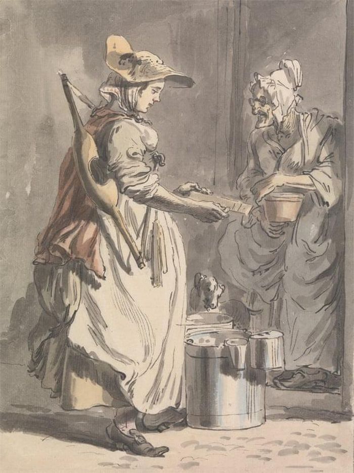 Bức “London than khóc: Một chị vắt sữa” của Paul Sandby, hoàn thành năm 1759