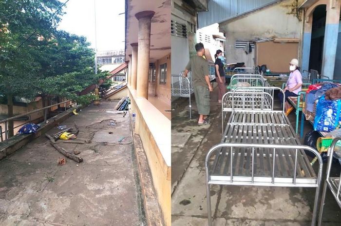 Sau khi tháo dỡ lều bạt, bệnh viện đã bố trí 1 khu hợp lý, có giường để người nhà có thể nghỉ tạm trong quá trình chăm sóc bệnh nhân.