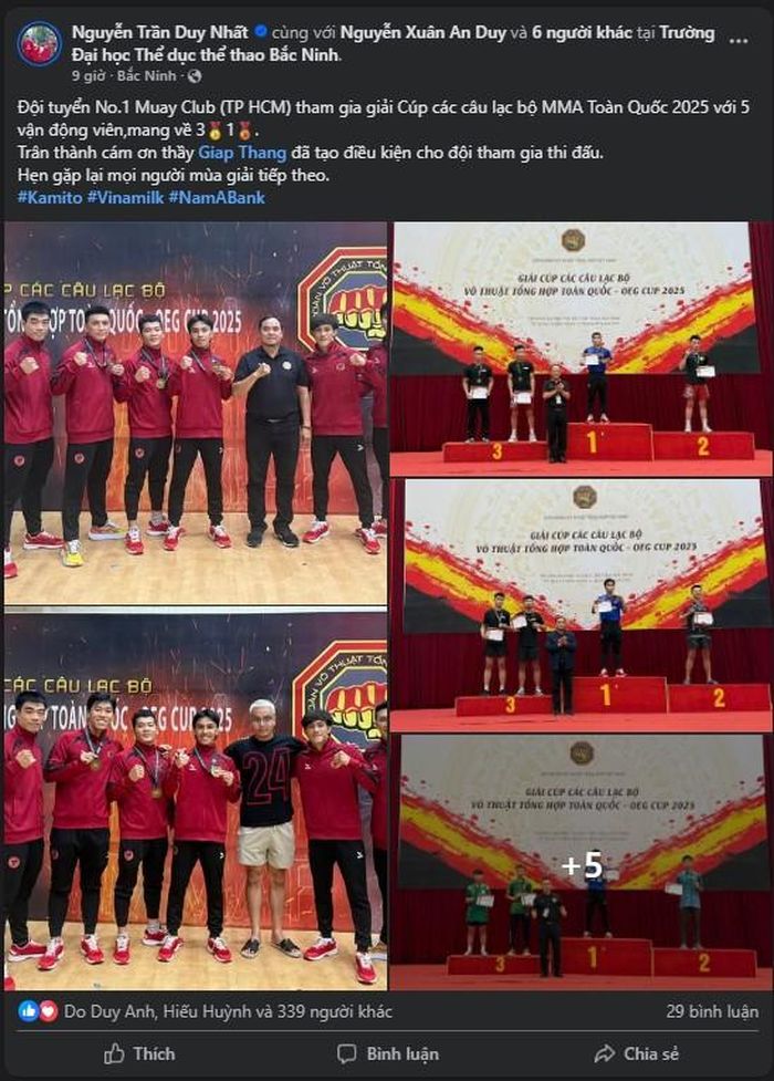 Nguyễn Trần Duy Nhất chia sẻ về thành tích của đội MMA TP.HCM
