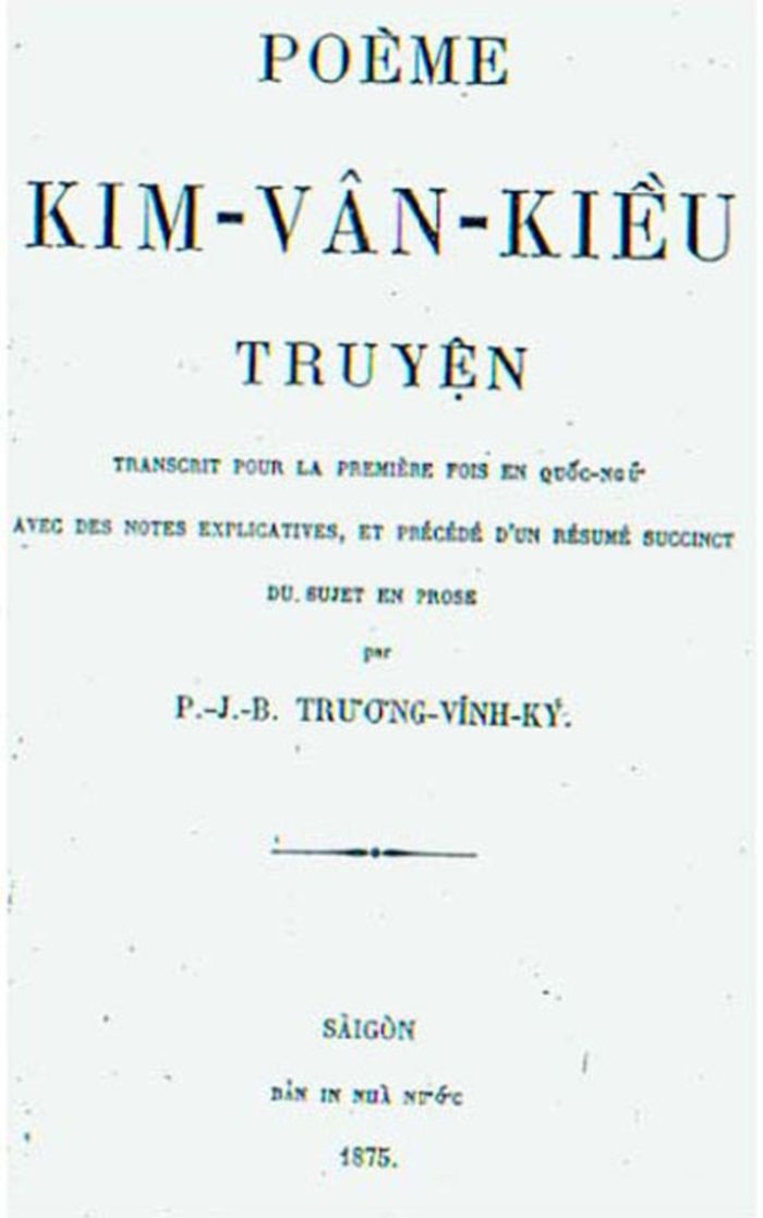 Bản in Kim Vân Kiều truyện của Trương Vĩnh Ký năm 1875