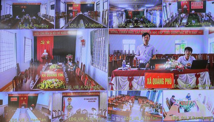 Các địa phương dự họp qua cầu trực tuyến nêu ý kiến về công tác quản lý và khai thác khoáng sản trên địa bàn