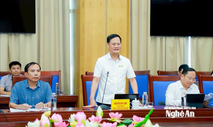 Đồng chí Nguyễn Quý Linh - Giám đốc Sở Khoa học và Công nghệ Nghệ An phát biểu tại cuộc làm việc. Ảnh: Thành Duy