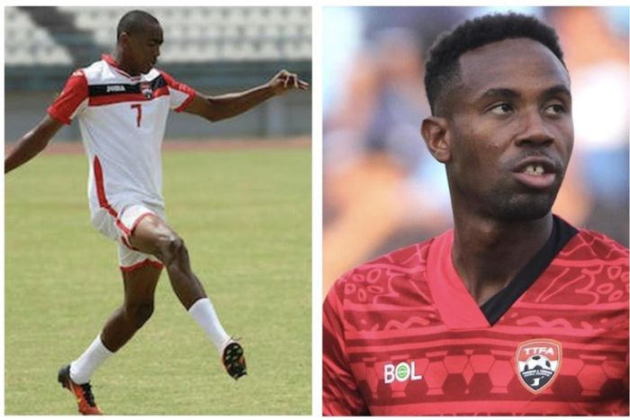 Bộ đôi tuyển thủ quốc gia Trinidad và Tobago: tiền đạo Moore Reon Dale và trung vệ Garcia Justin Julian.