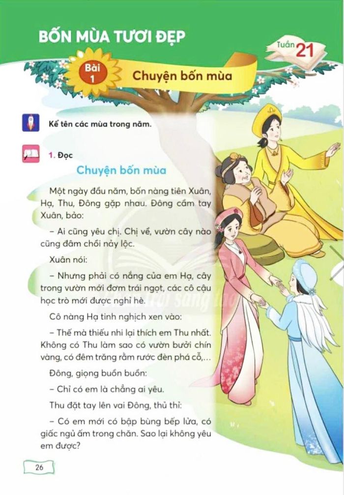 Tác phẩm “Chuyện bốn mùa” trong “Tiếng Việt 2”, tập 2, bộ Chân trời sáng tạo