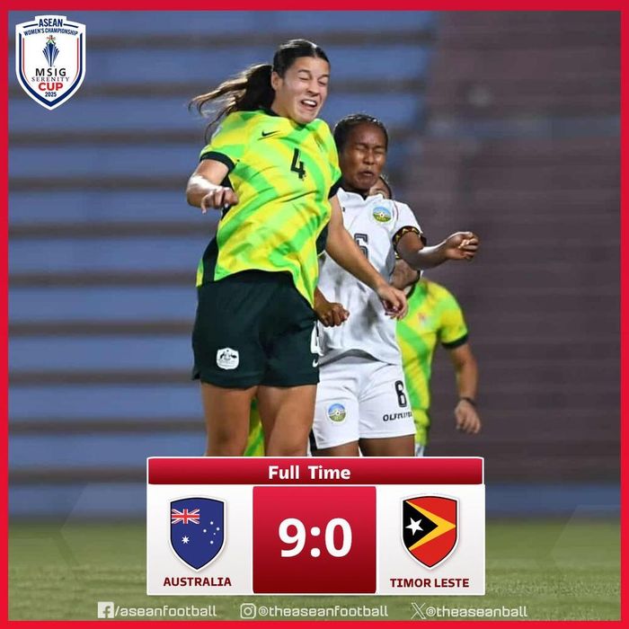 U23 nữ Australia thắng 9-0 nữ Timor Leste