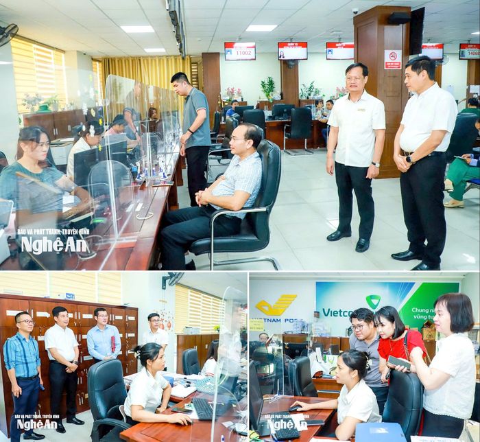 Đoàn công tác Bộ Khoa học và Công nghệ kiểm tra quy trình tiếp nhận và giải quyết thủ tục hành chính tại Trung tâm Phục vụ hành chính công tỉnh Nghệ An. Ảnh: Thành Duy