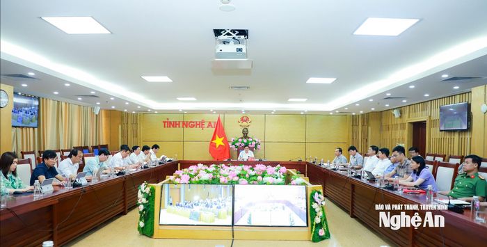 Quang cảnh Hội nghị tại điểm cầu UBND tỉnh Nghệ An. Ảnh: Thành Duy