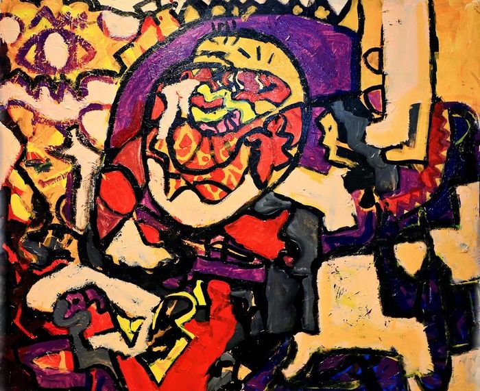 Tác phẩm “Mona Lisa” (acrylic, 100x120 cm, 2022) của Phạm Hải Nguyên