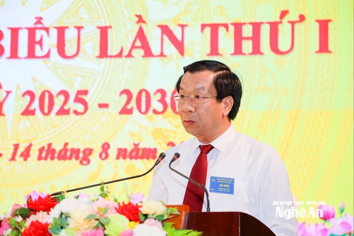 Đồng chí Trưởng ban Tổ chức Tỉnh ủy Lê Đức Cường phát biểu chỉ đạo đại hội. Ảnh: TL