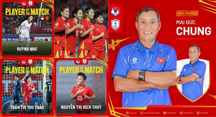 Ba cầu thủ hay nhất trận của Việt Nam ở vòng bảng là Bích Thùy (sinh năm 1994), Huỳnh Như (1991) và Trần Thị Thu Thảo (1993)