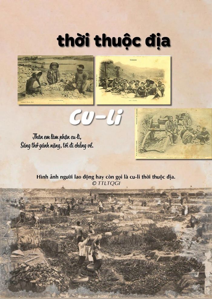 Hình ảnh người lao động hay còn gọi là cu-li thời thuộc địa.