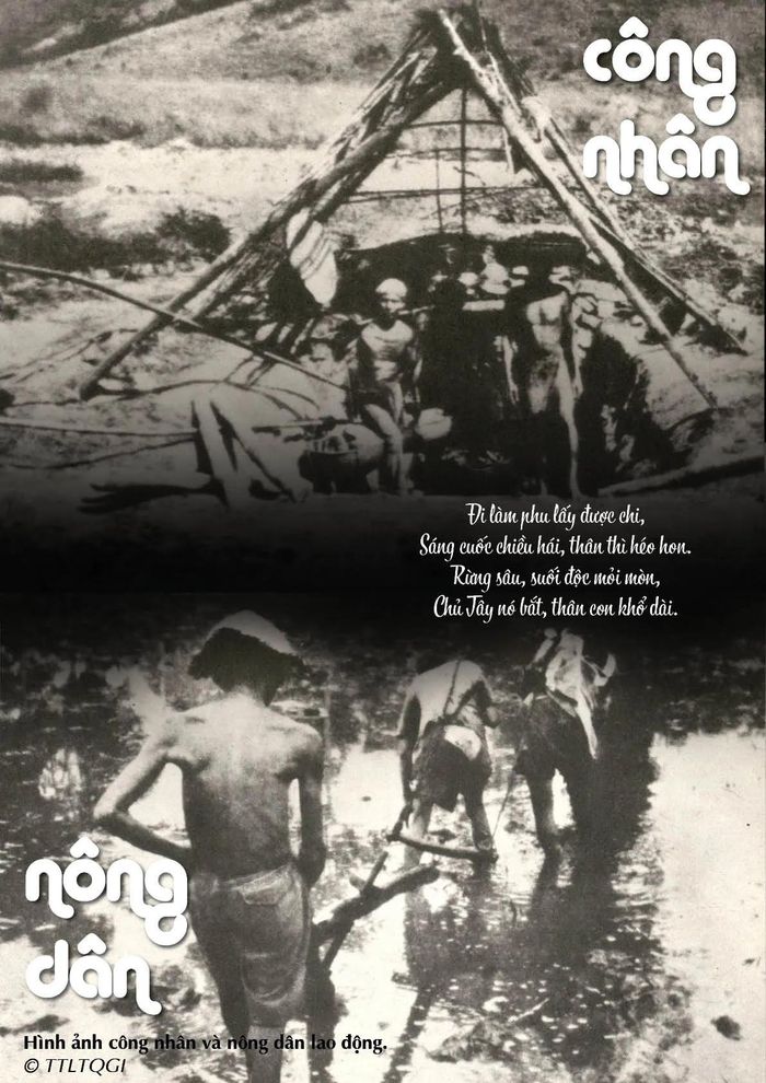 Hình ảnh công nhân và nông dân lao động.