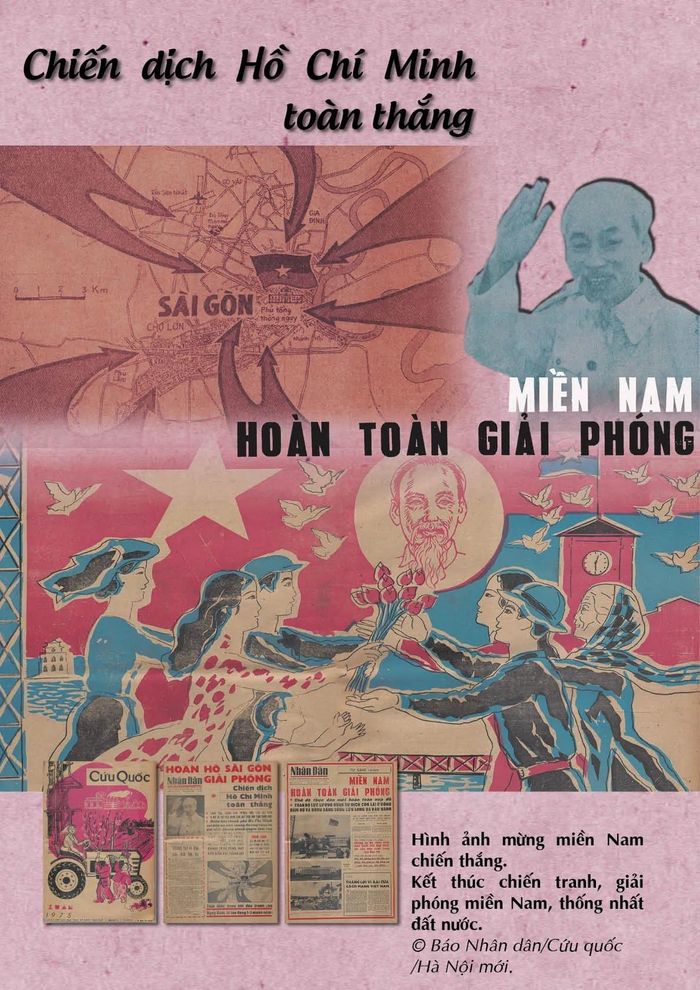 Hình ảnh mừng miền Nam được giải phóng.