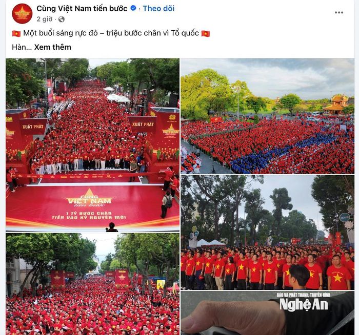 Sự kiện "Cùng Việt Nam tiến bước" được tổ chức với quy mô toàn quốc. Ảnh chụp màn hình.