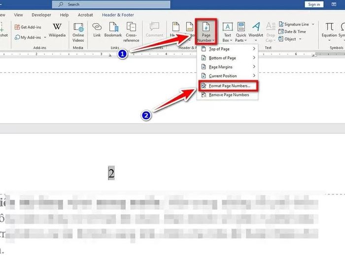 Vào Insert Page Number Format Page Numbers.