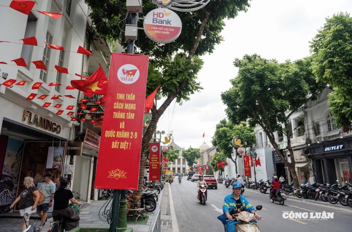 Trên nhiều tuyến phố chính như: Nguyễn Thái Học, Chu Văn An, Độc Lập, Hoàng Diệu, Hùng Vương, Đinh Tiên Hoàng, Thanh Niên, Điện Biên Phủ, Tràng Tiền, Hàng Mã... đều rực rỡ sắc đỏ của màu cờ, băng rôn, khẩu hiệu, tranh cổ động, pano lớn.