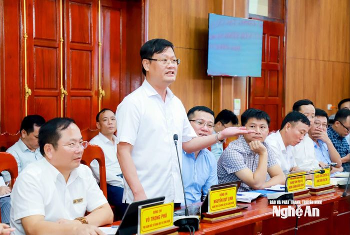 Đồng chí Nguyễn Quý Linh - Giám đốc Sở Khoa học và Công nghệ phát biểu tại cuộc làm việc. Ảnh: Thành Duy