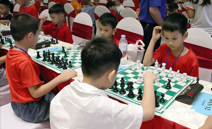 Các kỳ thủ cùng nhau so tài qua những ván đấu căng thẳng nhưng cũng đầy hào hứng. Ảnh: Thanh Quỳnh
