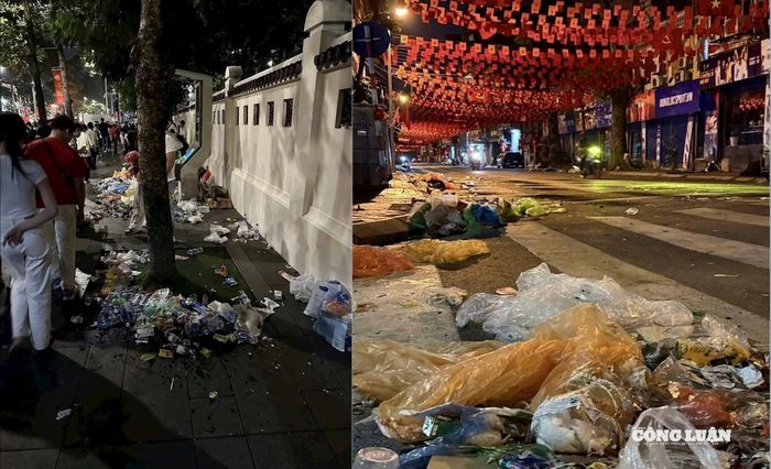 Rác thải ngập đường phố tối 24/8.