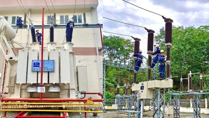 Nhà máy Thủy điện Bắc Bình thực hiện tiểu tủ, bảo trì trạm biến áp của Nhà máy.