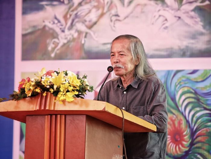 Chủ tịch Hội Mỹ thuật Việt Nam, họa sĩ Lương Xuân Đoàn. Ảnh: Danh Lam-TTXVN