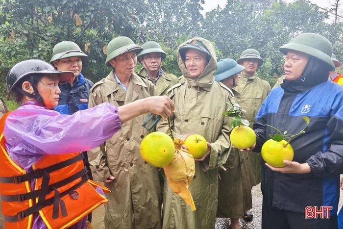  Phó Chủ tịch UBND tỉnh Trần Báu Hà và đoàn công tác kiểm tra tình hình ở xã Phúc Trạch. 