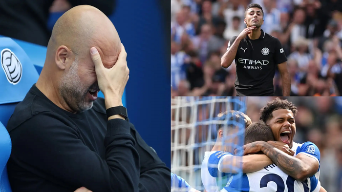 Man City nhận thất bại dù dẫn trước Brighton. Ảnh: Goal 