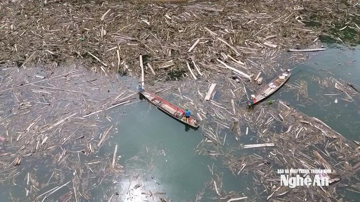 Công nhân vất vả dồn rác về từng khu vực để thu gom. Ảnh: Tiến Đông