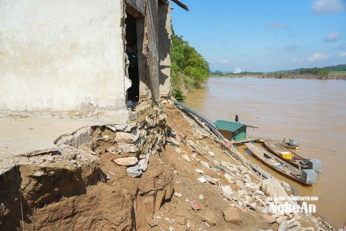 Sông Lam "ăn" vào nhà dân. Ảnh: Thành Cường