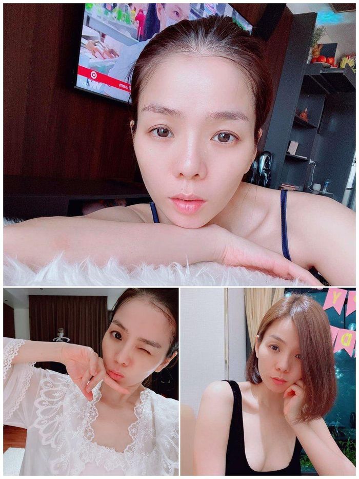 Dù không son phấn cầu kỳ, làn da của nữ ca sĩ vẫn toát lên sự khỏe khoắn, căng bóng khiến người hâm mộ không khỏi trầm trồ.