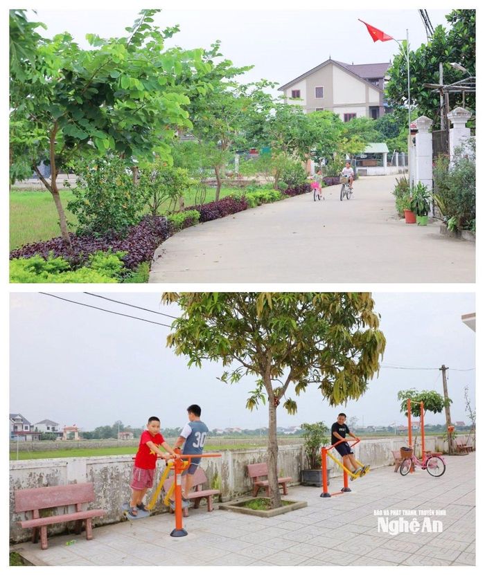 Không gian nông thôn ở Làng Phan xanh - sạch - đẹp, cơ sở vật chất văn hóa, thể dục - thể thao được đầu tư đồng bộ, góp phần nâng cao thể chất và tinh thần của người dân. Ảnh: Mai Hoa