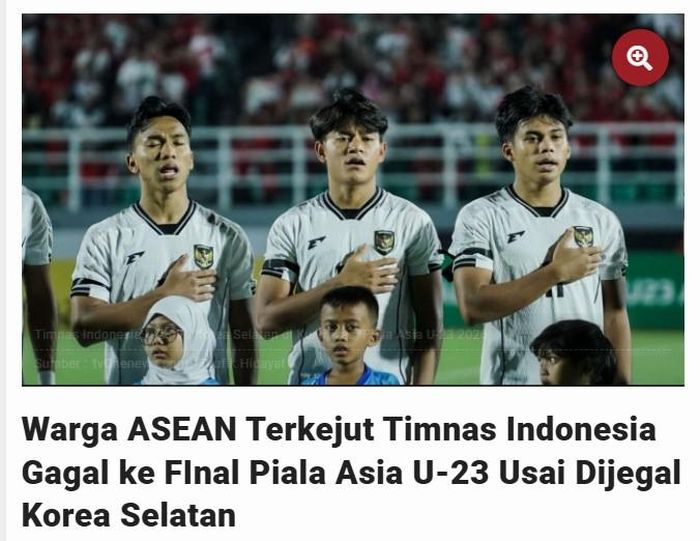 Tờ Tvonenews của Indonesia giật tít: "CĐV Đông Nam Á sốc khi U23 Indonesia không giành được vé dự VCK U23 châu Á sau trận thua trước Hàn Quốc".