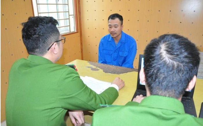 Đối tượng Bùi Văn Lam tại cơ quan Công an.