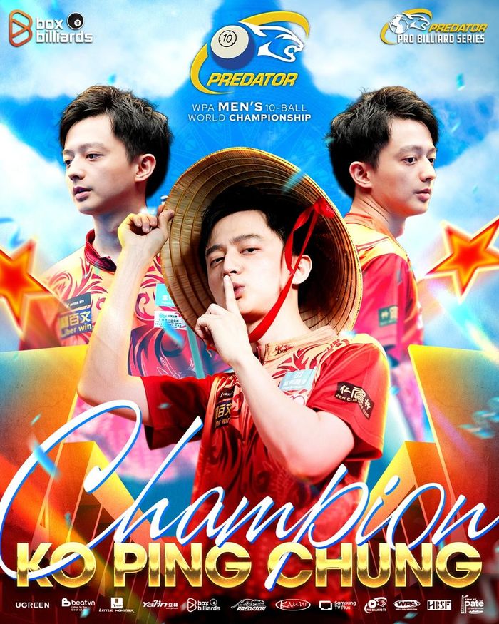 Ko Ping Chung trở thành cơ thủ thứ hai trong lịch sử giành hai chức vô địch thế giới 10 bi và nhận 1,8 tỷ đồng tiền thưởng