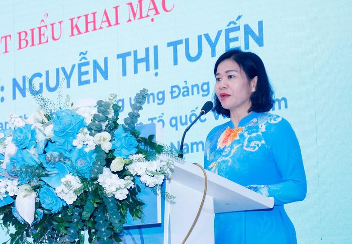 Chủ tịch Hội Liên hiệp phụ nữ Việt Nam Nguyễn Thị Tuyến phát biểu. Ảnh: Minh Trang
