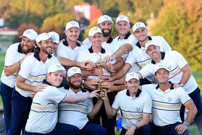 Đội trưởng Donald và đội châu Âu giành Ryder Cup 2025. Ảnh: @RyderCupEurope