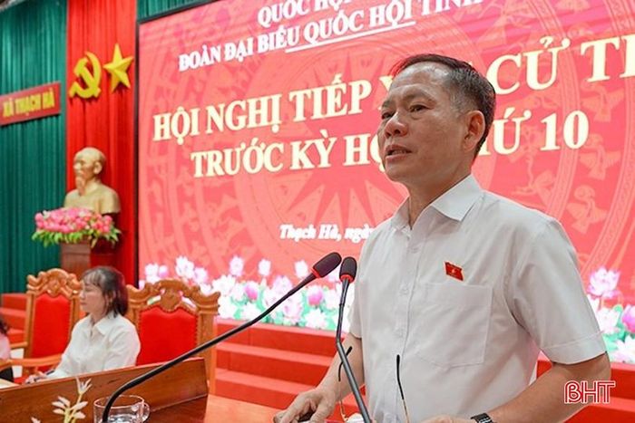  Phó Trưởng đoàn phụ trách Đoàn ĐBQH tỉnh Trần Đình Gia tiếp thu và giải trình các kiến nghị của cử tri. 