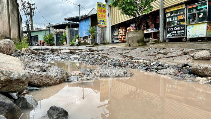 Bên cạnh đó, những hộ kinh doanh dọc tuyến đường cũng chịu tác động lớn. Ông Trần Văn Toàn, chủ một cửa hàng cho biết: “Xe tải chạy qua hàng ngày, bụi bẩn, tiếng ồn ảnh hưởng tới khách hàng. Đường hẹp xe đông nên nhiều khi khách cũng ái ngại dừng lại để mua bán. Do đó tôi nghĩ nếu đường được sửa sớm bà con an tâm đi lại, buôn bán thuận lợi hơn”.