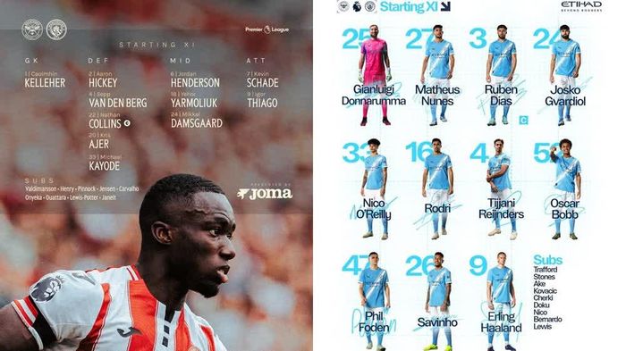 Đội hình xuất phát Brentford vs Man City